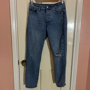 Old Navy O.G. Straight Medium Wash High Rise Ripped Jeans Size 6